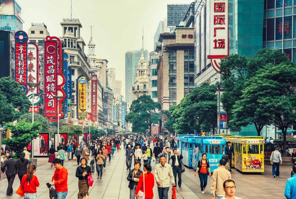 Busy street in China
