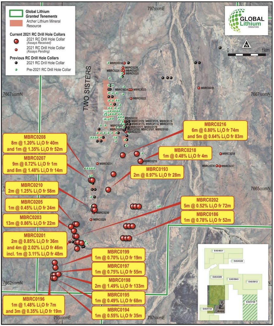 Key intercepts from Global Lithium's Q4 RC drilling campaign at Marble Bar