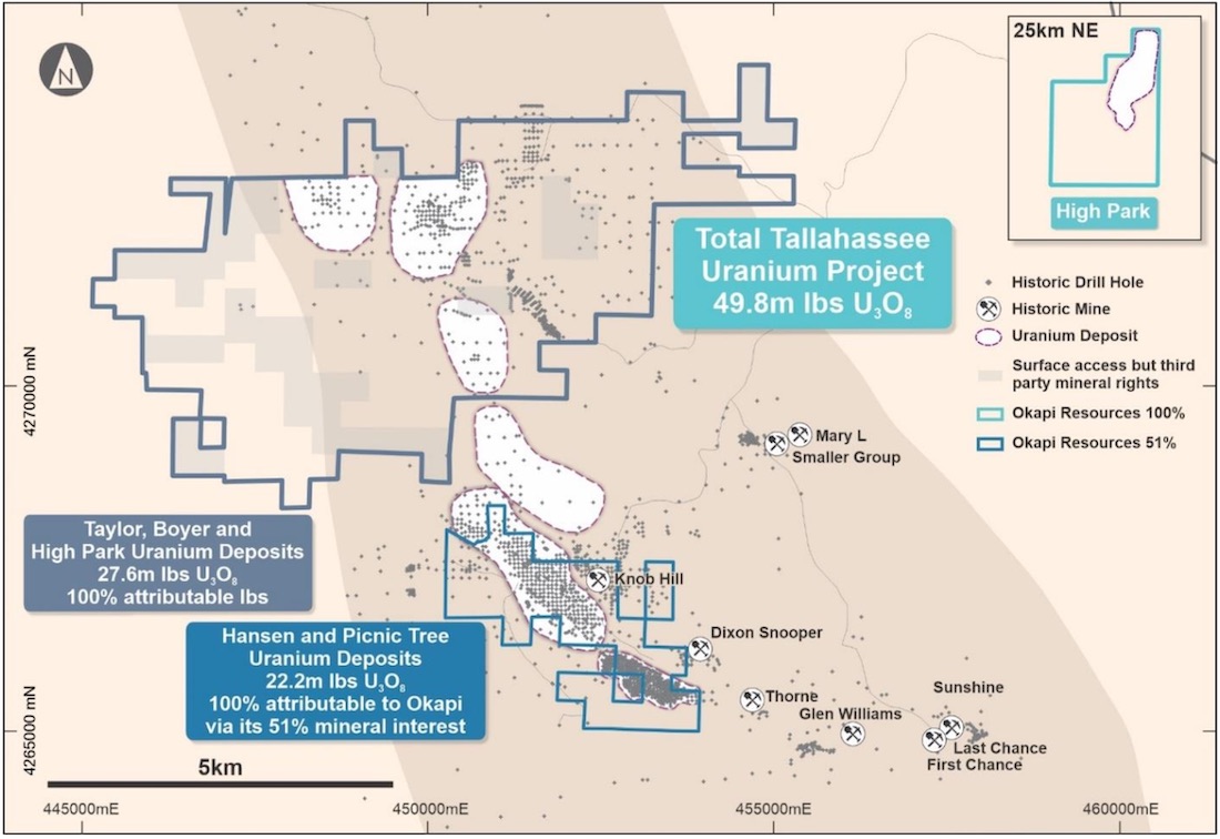 Updated map of the Tallahassee Uranium Project including Hansen and Picnic Tree