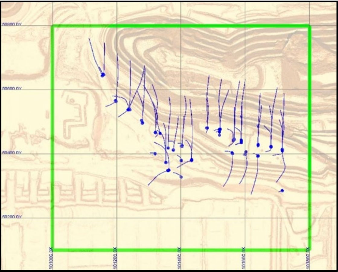 Location of drill holes at the Nifty West Pit