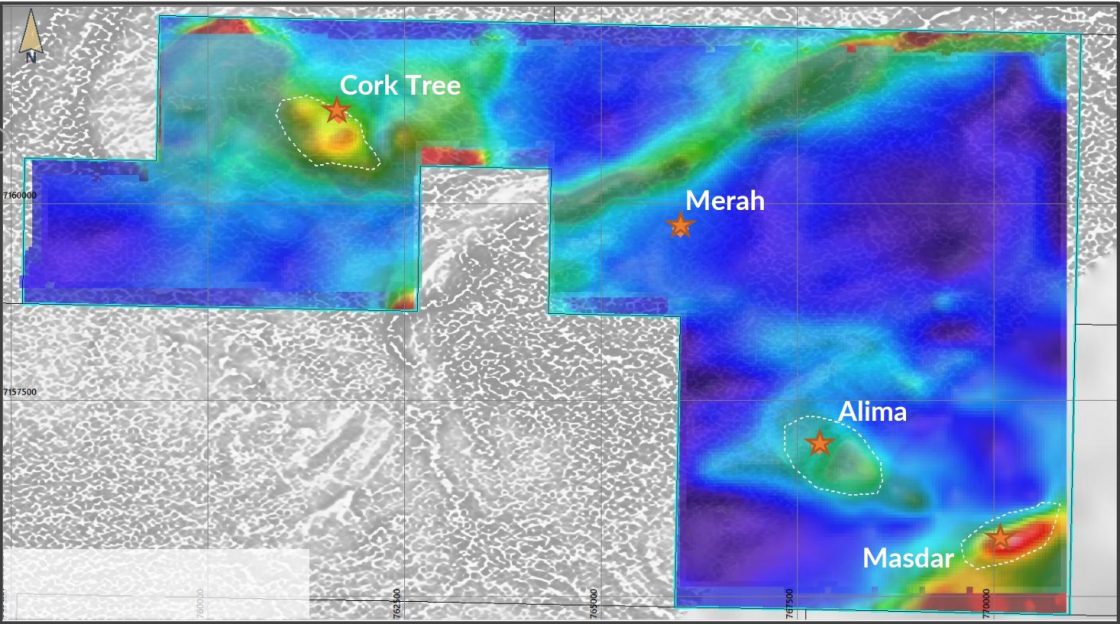 Map of the Earaheedy Project displaying magnetic and VTEM data