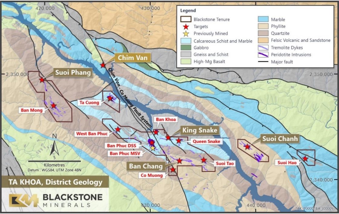 Map displaying Ta Khoa district geology