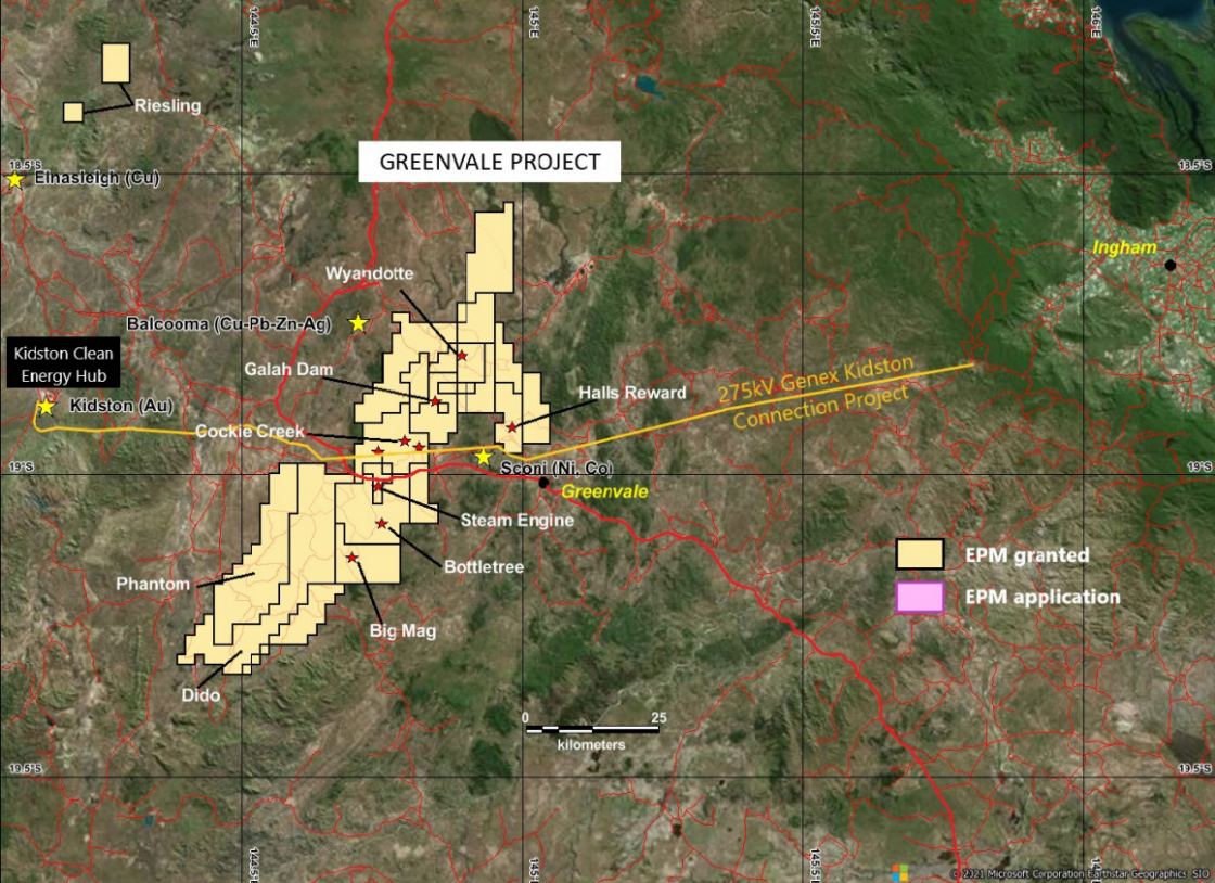 Map of the Greenvale Project displaying key prospects