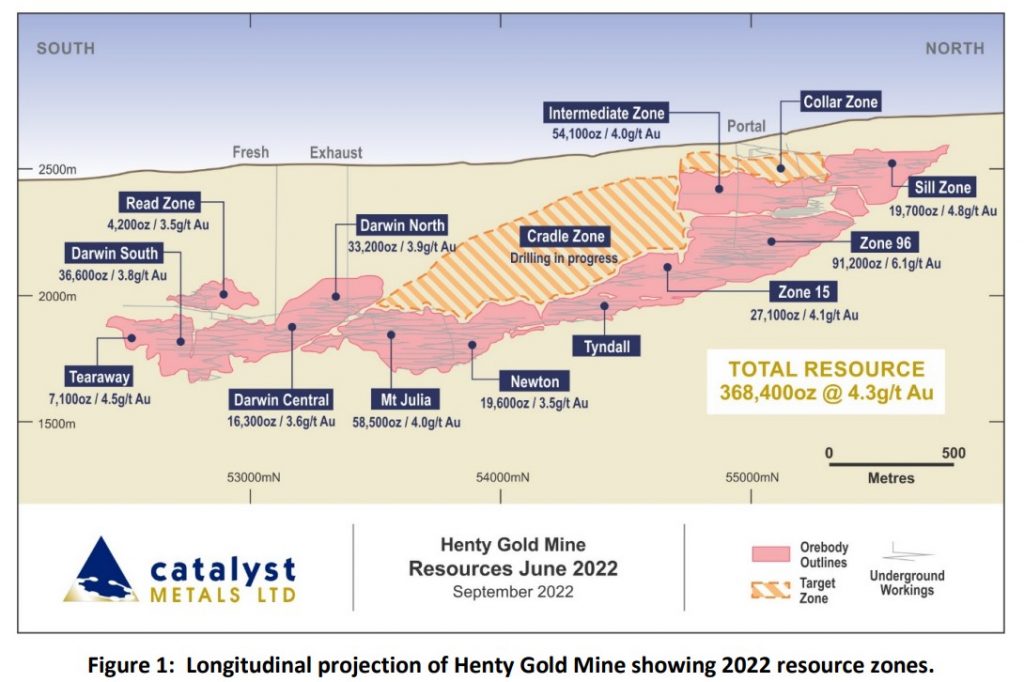 Henty Gold Mine resource zones