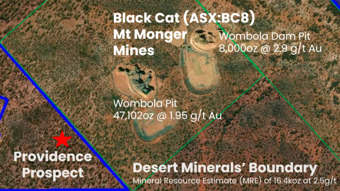 Map of Desert Minerals' mines and prospects in WA