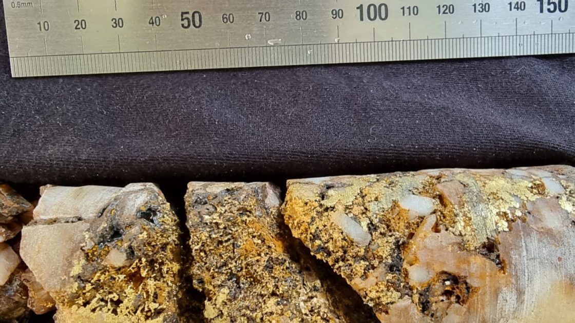 Image of visible gold core taken by Peregrine Gold at Newman Project