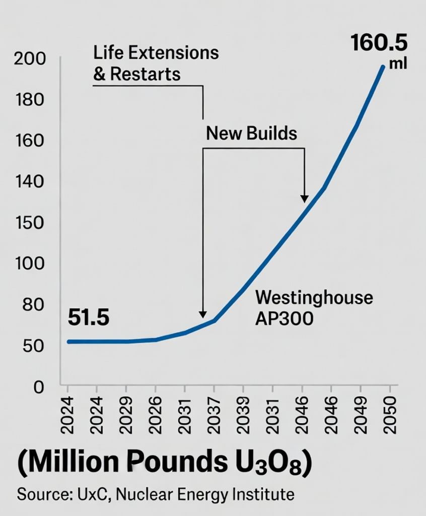 Uranium demand provided by the Nuclear Energy Institute