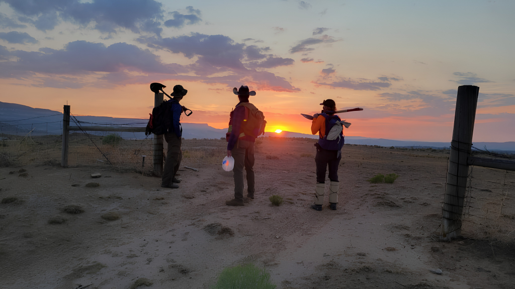 Image of Pioneer Minerals team looking at sunset