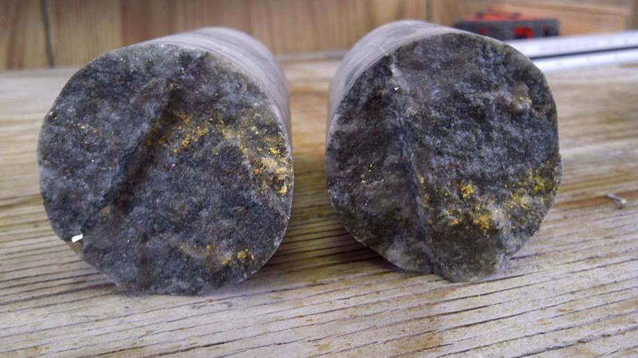 Image of visible gold in sample from Ogden Gold Project