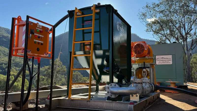 At Reward Gold Mine - dry-stacking tails and recycling clean water straight back into the gravity plant