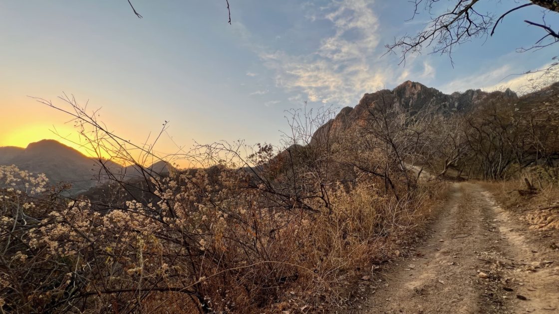 Golden-hour trail toward the Copalquin peak