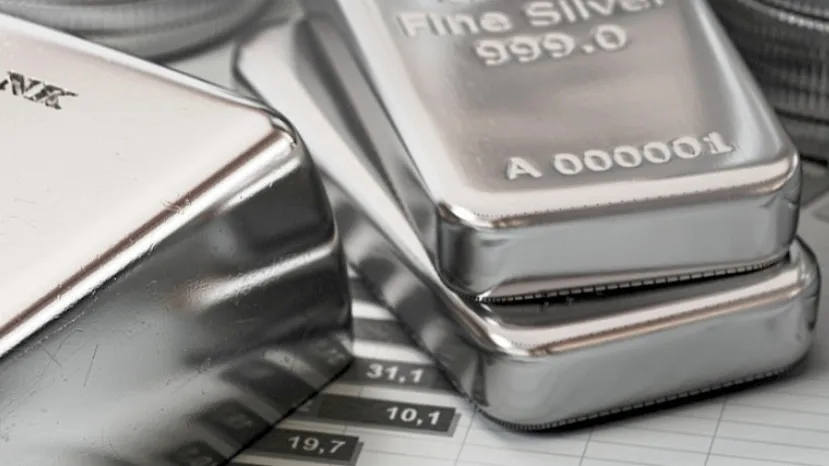 Stock image of silver bullion