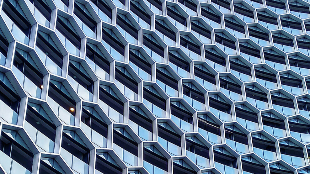Image of a honeycomb facade of building