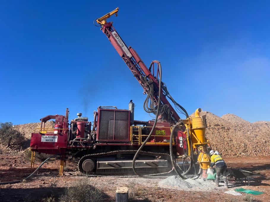 Track mounted RC drill rig for the program (shown at latest Golden Crown drilling)