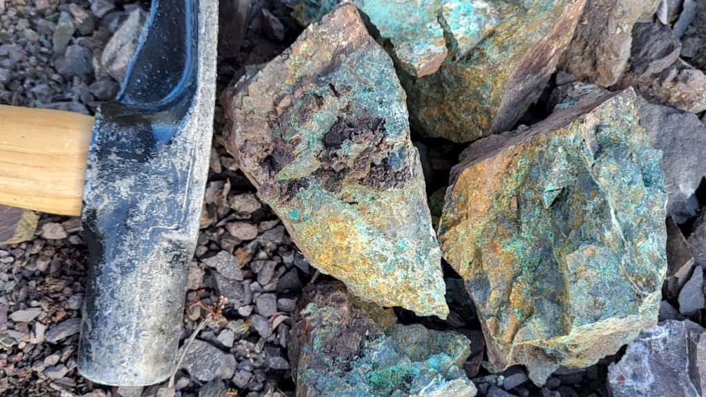 Image of mineralisation in rocks at Metal Energy's NIV Property, BC, Canada